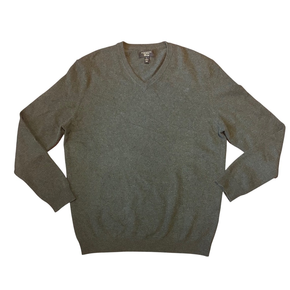 Club Room Luxury Mens Cashmere V-Neck Sweater Army Green Large‎